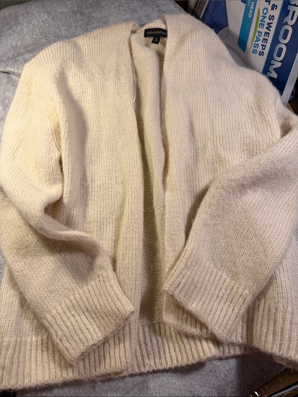 Banana Republic Ivory Open-Front Knit Cardigan